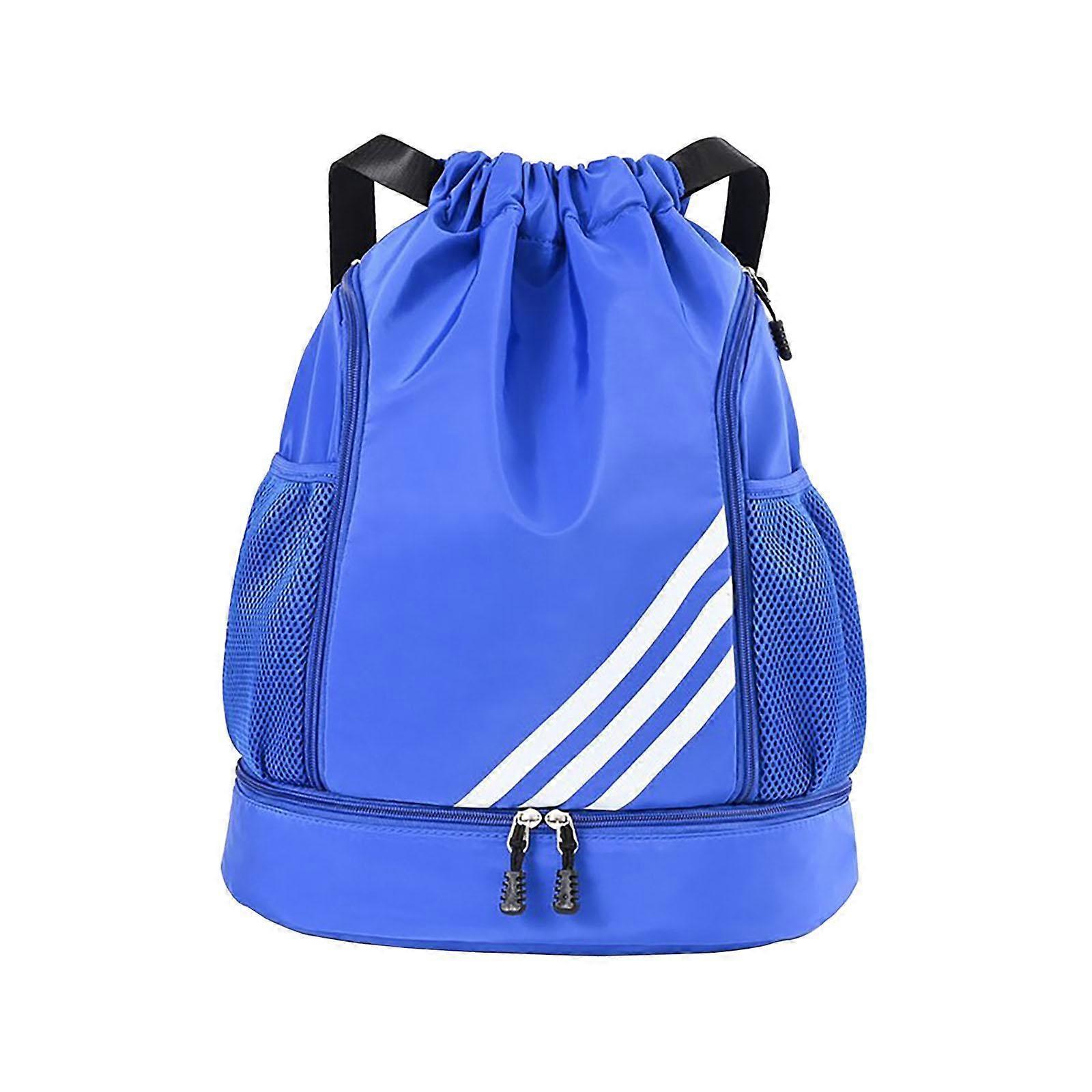 حقيبة ظهر برباط حقيبة كرة سلة محمولة لكرة القدم في الهواء الطلق للرجال النساء الأزرق الملكي