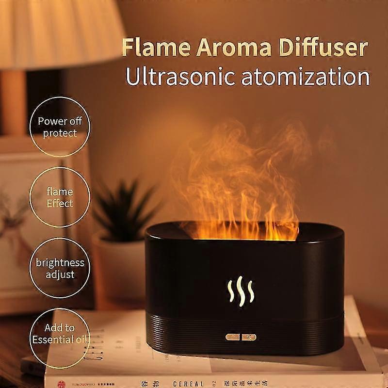 Essential Oil Diffuser With Flame Night Light, 180ml Silent Aromatherapy Atomizing Humidifier, Essential Oil Diffuser With Automatic Safety Switch