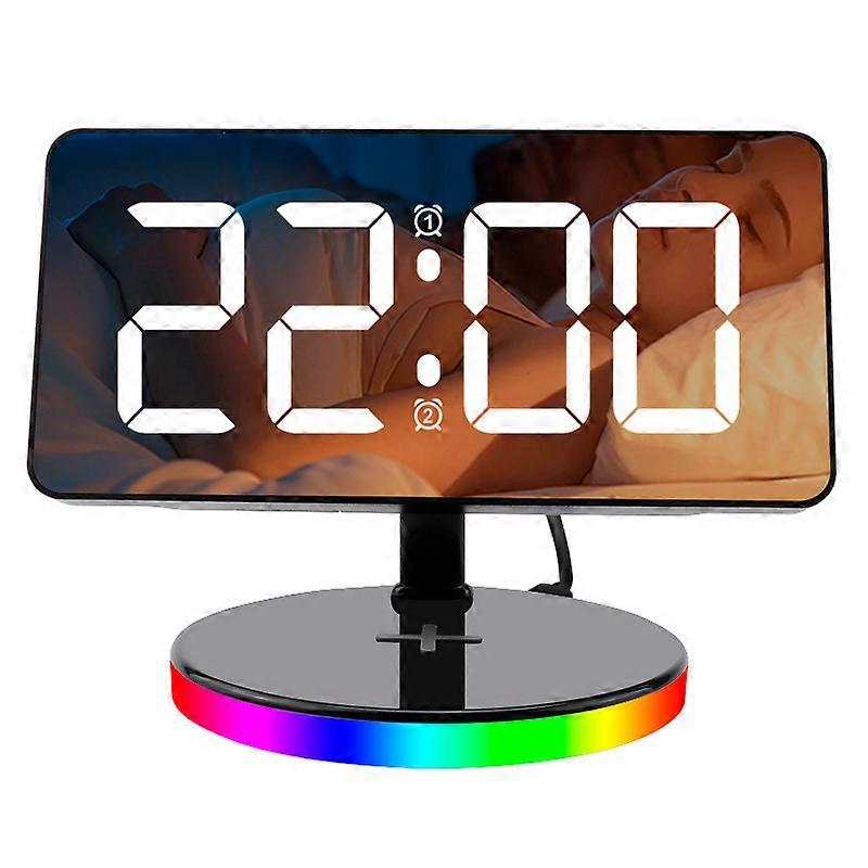 INF Wireless Charging Mirror Alarm Clock with Night Light
