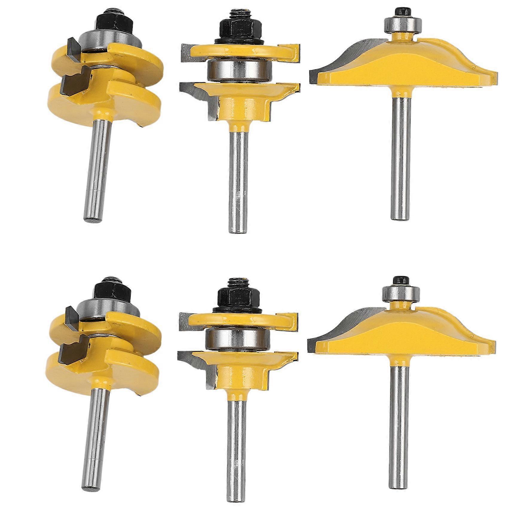 6Pc 1/4 Raised Panel Cabinet Door Router Bit Set - 3 Bit Ogee Woodworking Cutter Woodworking Router