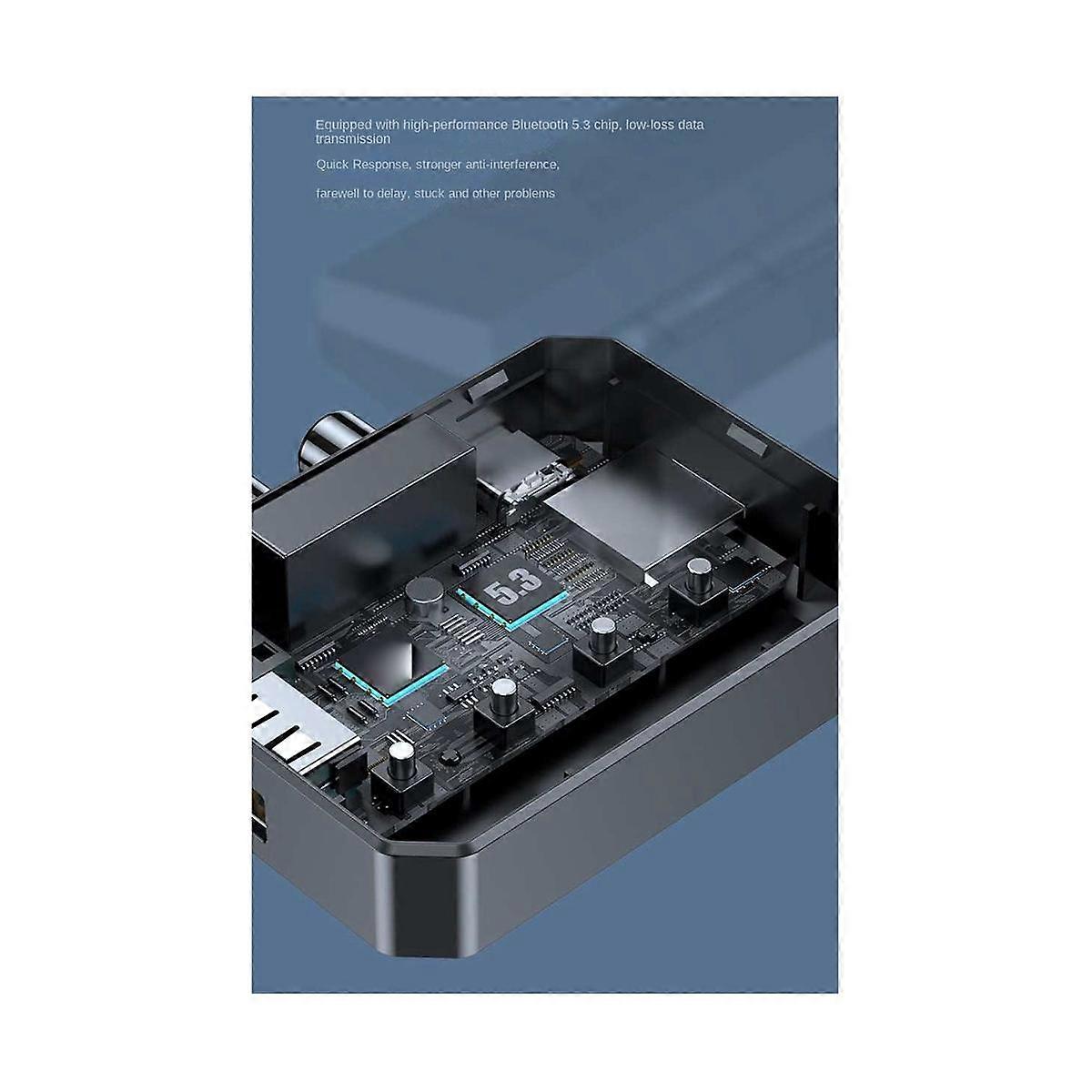 Bluetooth 5.3 Audio Receiver USB U Disk Playback Wireless Adapter R/L 2 RCA/3.5mm AUX/Optical Jack