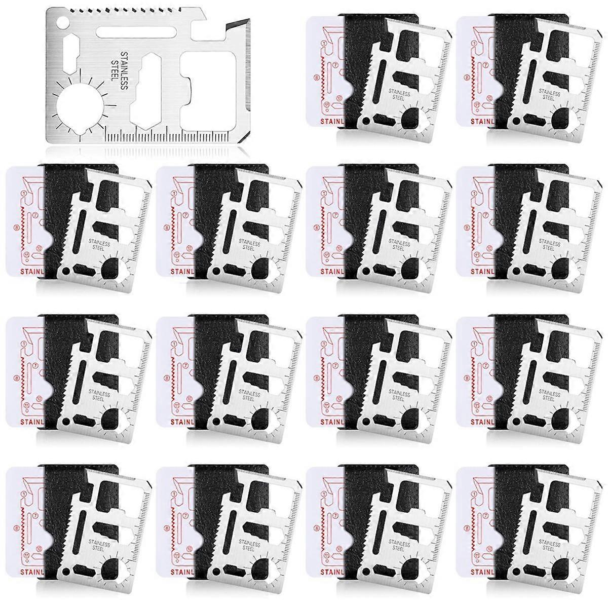 24 Sets Stainless Steel 11-in-1 Survival Pocket Tools Multitool Wallet Pocket Card Multipurpose Sca