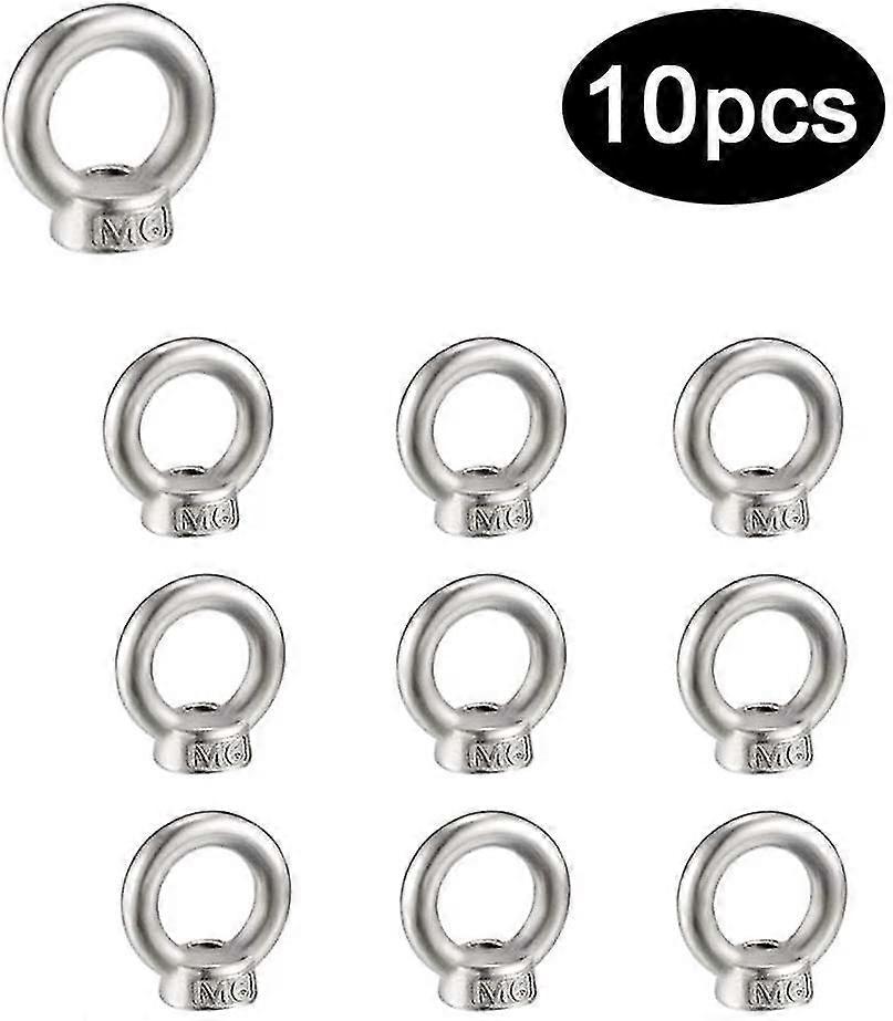 10 pakke M6 304 rustfritt stål ring øye nøtter - Løfting og rigging maskinvare