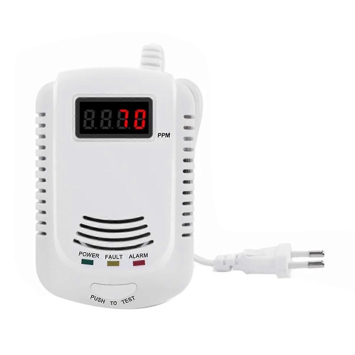 Gas Detector, Gas Alarm Sensor Methane Propane, Gas Leak Detector Lcd Security, Eu Plug