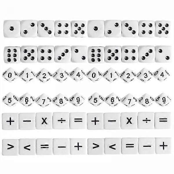 4x30Pcs Mathematical Dice Symbol Dice Props for Classroom Kids Classmate