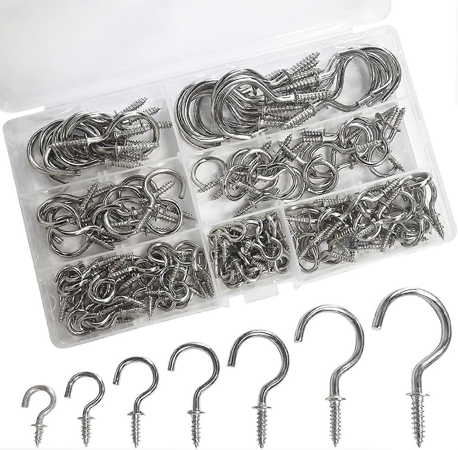 TCGG-150 Pack Multi-Purpose Screw-On Nickel Cup Hooks, Ceiling Hooks for Wo