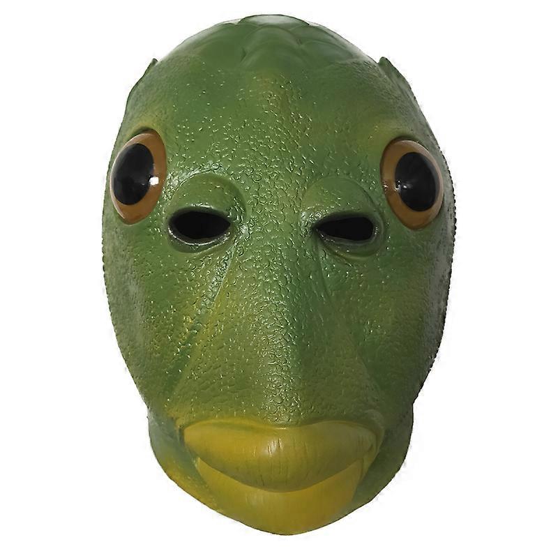 1PC面白いコスプレコスチュームユニセックス大人の女性男性カーニバルパーティー緑の魚の頭マスクヘッドギアエイリアンラテックスはおもちゃの贈り物をからかう