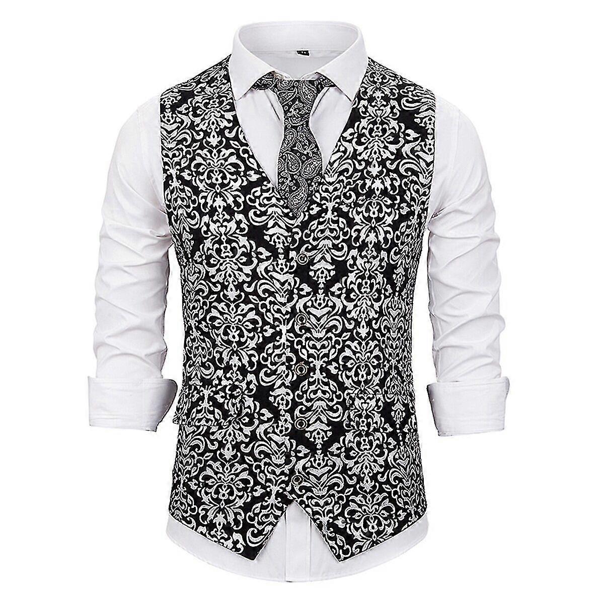 Moda męska Gorgeous Gilded Patterned V-neck Suit Vest