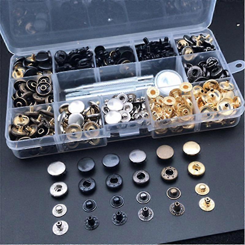120sets Round Head Button Stud Solid Brass Rivet Buttons Leather Craft Nail Rivet For Belt Wallet Jeans Slot Tool