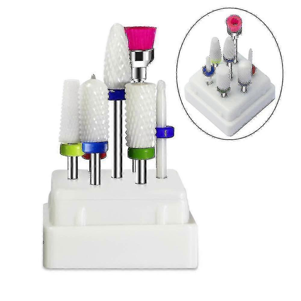7pcs Nail Drill Bits Set In Box Rainbow Tungsten Carbide/ceramic Manicure Machine Accesorios