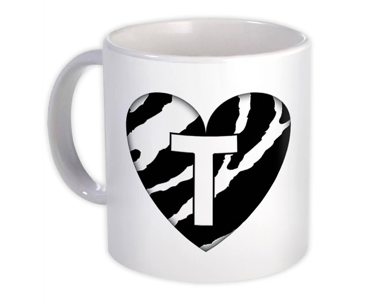 Gift Mug: Monogram Letter T Zebra