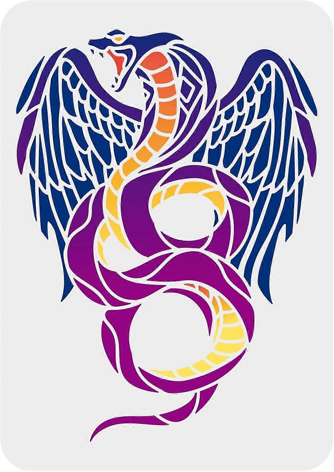 Snake Painting Stencil 8.3x11.7inch Reusable Snake Wings Drawing Stencil DIY Craft King Cobra Painting Template Animal Theme Stencil for Painting on W