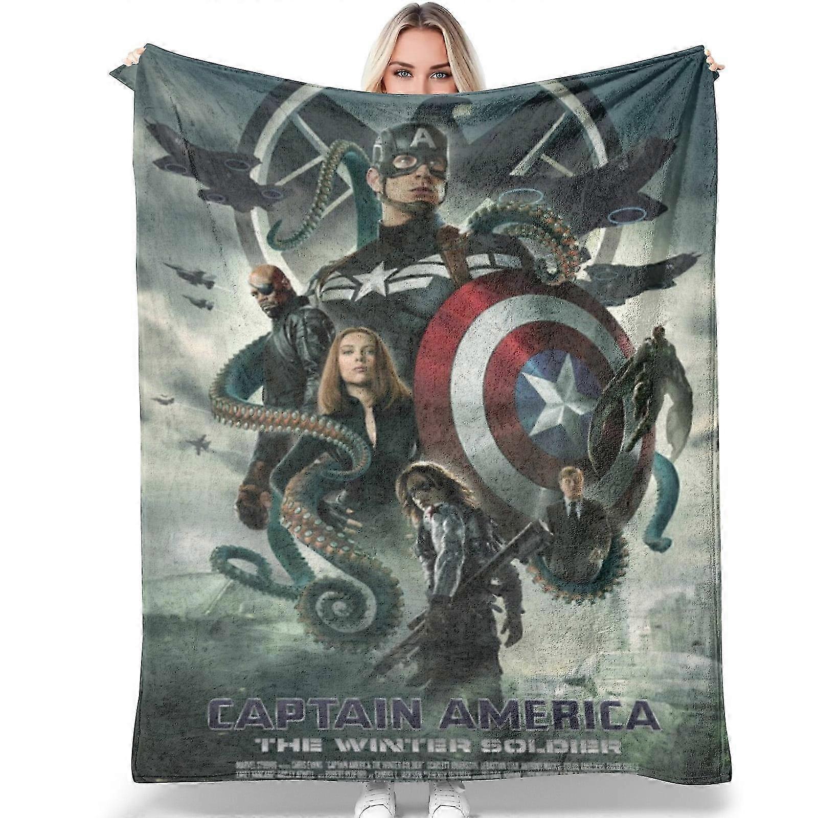 Captain America Blanket Multiple Sizes,Throw Blankets Flannel Sleep Cozy Lightweight Ultra-Soft Micro Blankets for Sofa Travel Air Conditioning Beddin
