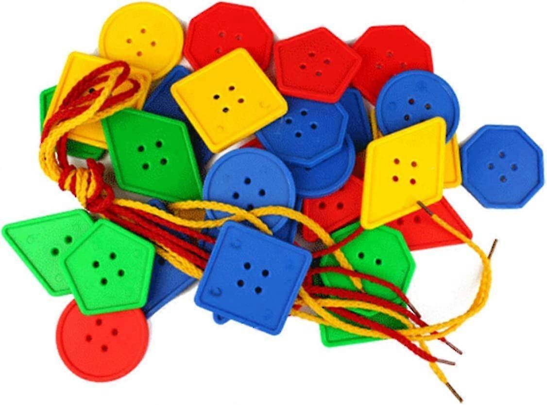 100 Pcs Button Puzzle Toy, Button Lacing Toy, Big Button Threading Toy, Bright Buttons, Plastic Buttons Toy, Assorted Buttons