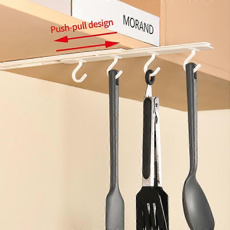 Removable Cabinet Top Kitchenware Hanger Organizers Storage Rack Home Accessories Wall Shelf Push-Pull Storage Hook Key Holder