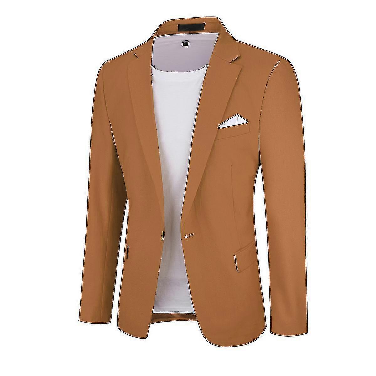 Slim Fit Business Casual Kavaj med Smal Passform En Knapp - Yunclos