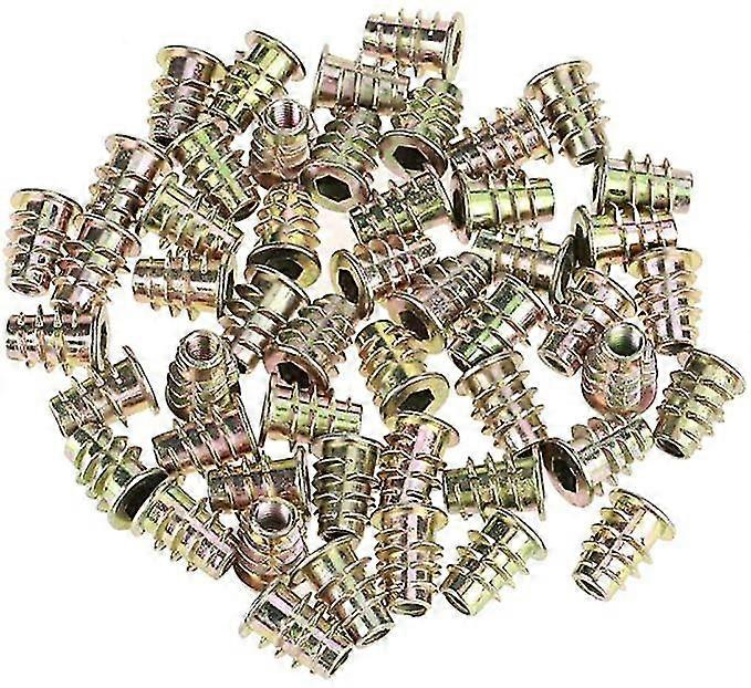50pcs Nuts M5*10 Threaded Type Hex Drive Head Zinc Alloy Thread Furniture Hex Socket Screws For Wood Insert Assortment Kit
