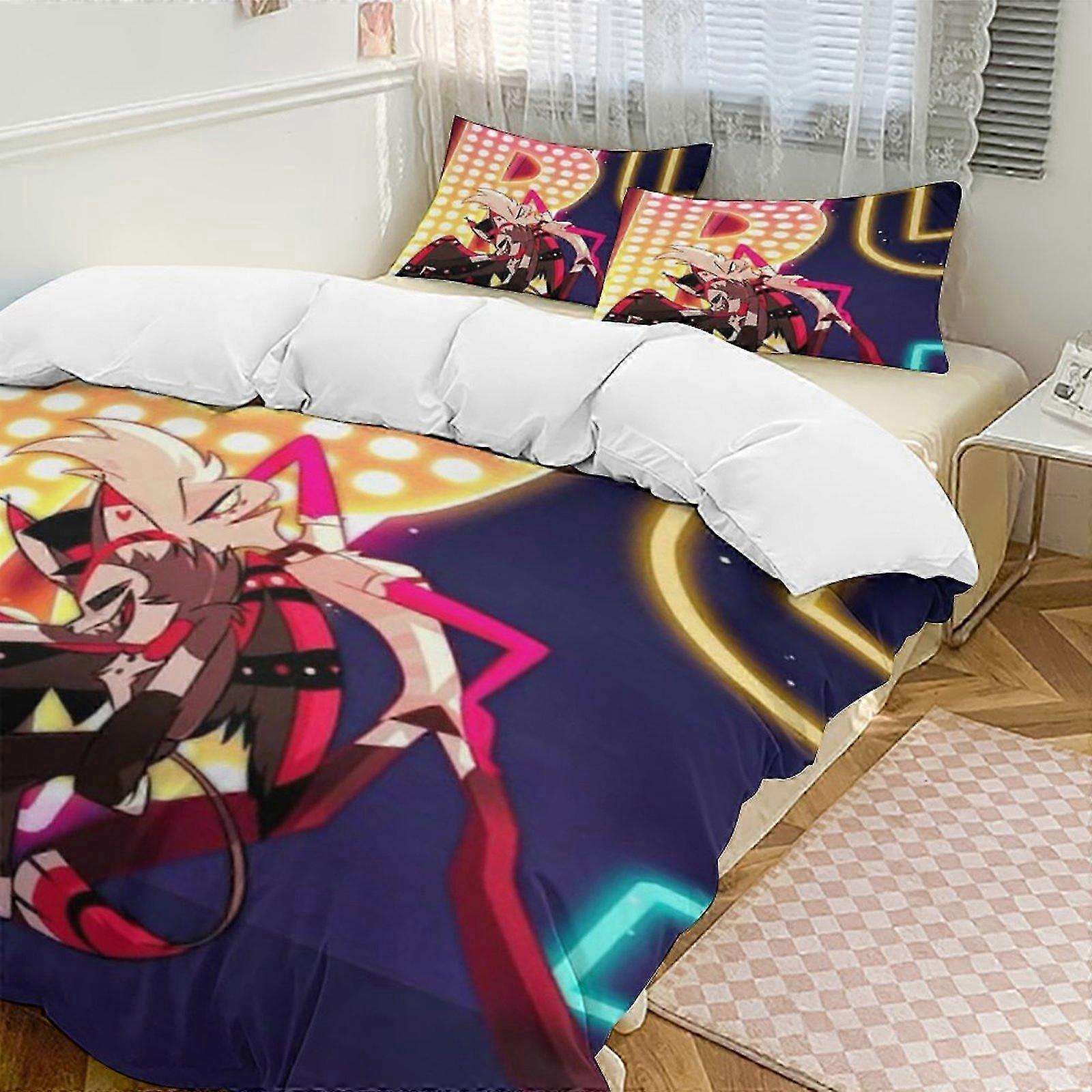 n1040 Lakan Hazbin Hotel Påslakan Påslakan i mikrofiber Sängkläder, (1 påslakan och 2 örngott) Lakan iiv1040