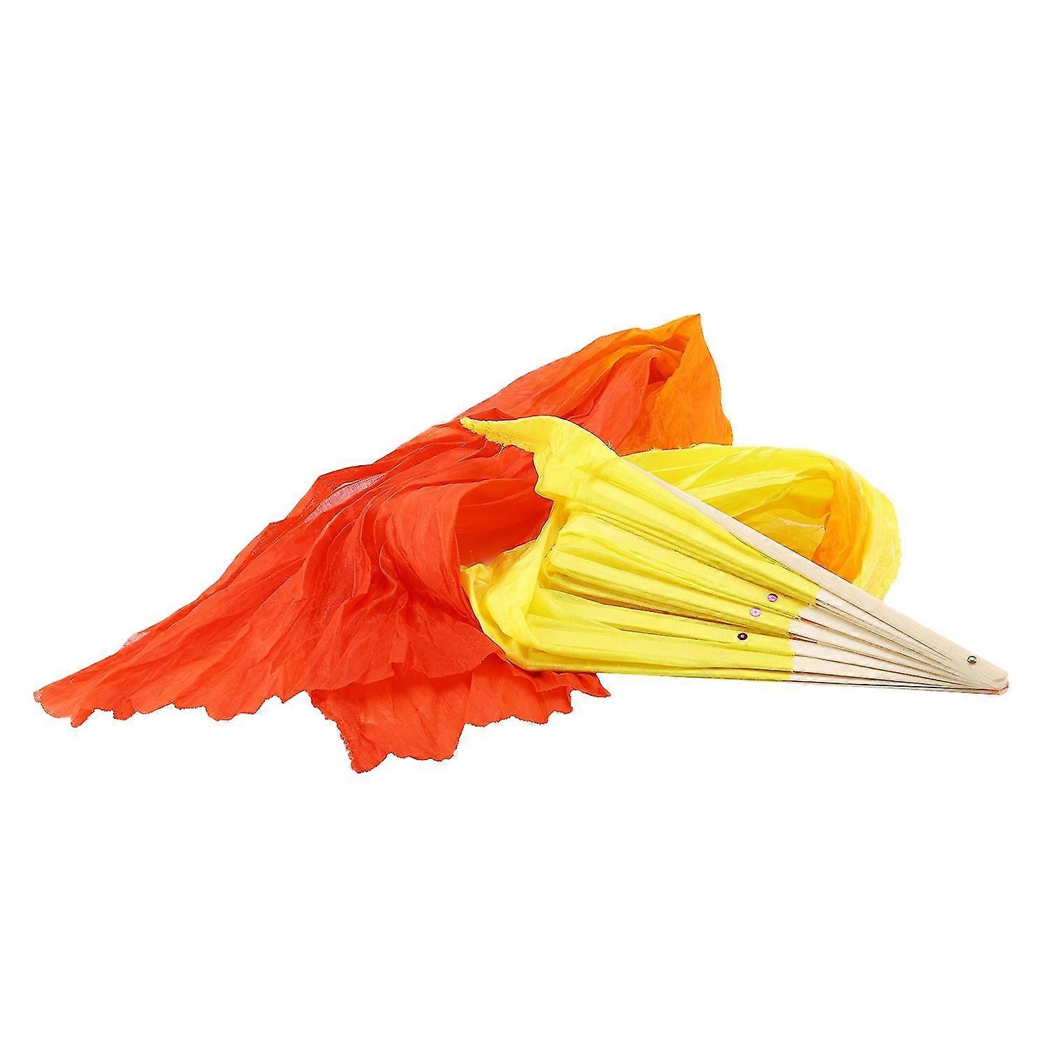 Beautiful Silk Three Color Gradient Dance Fan Hand Folding Bamboo Fan Decoration Fan