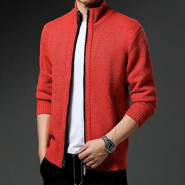 M-4XL Autumn/Winter New Men's Plush Thickened Knitted Jacket Vertical Neck Zipper Sweater Cardigan Warm Coat Jacket Jacket