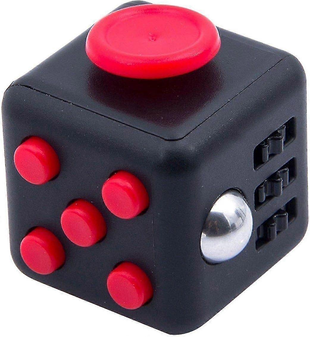 クールフィジェットキューブビニールデスクトイ子供用デスクトイ大人ストレスリリーフキューブ(レッド/ブラック)