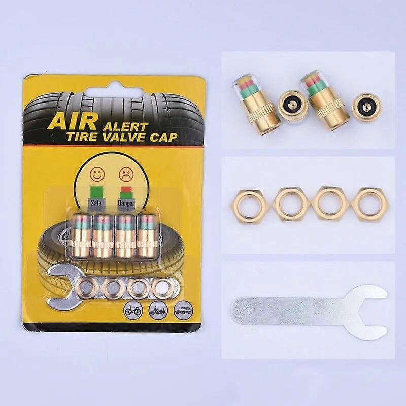 4pcs 2.5 Bar Car Tire Pressure Guage Cap Sensor Indicator Alert Monitoring Tool Tyre Cap Indicator Alert Air Pressure Gauge