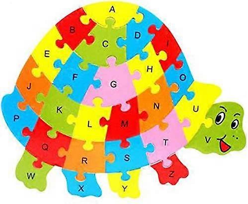Puzzle en bois coloré Lianshi Alphabet Jigsaw Puzzle 26 lettres anglaises Orthographe Jouets pour enfants Tortue Puzzle