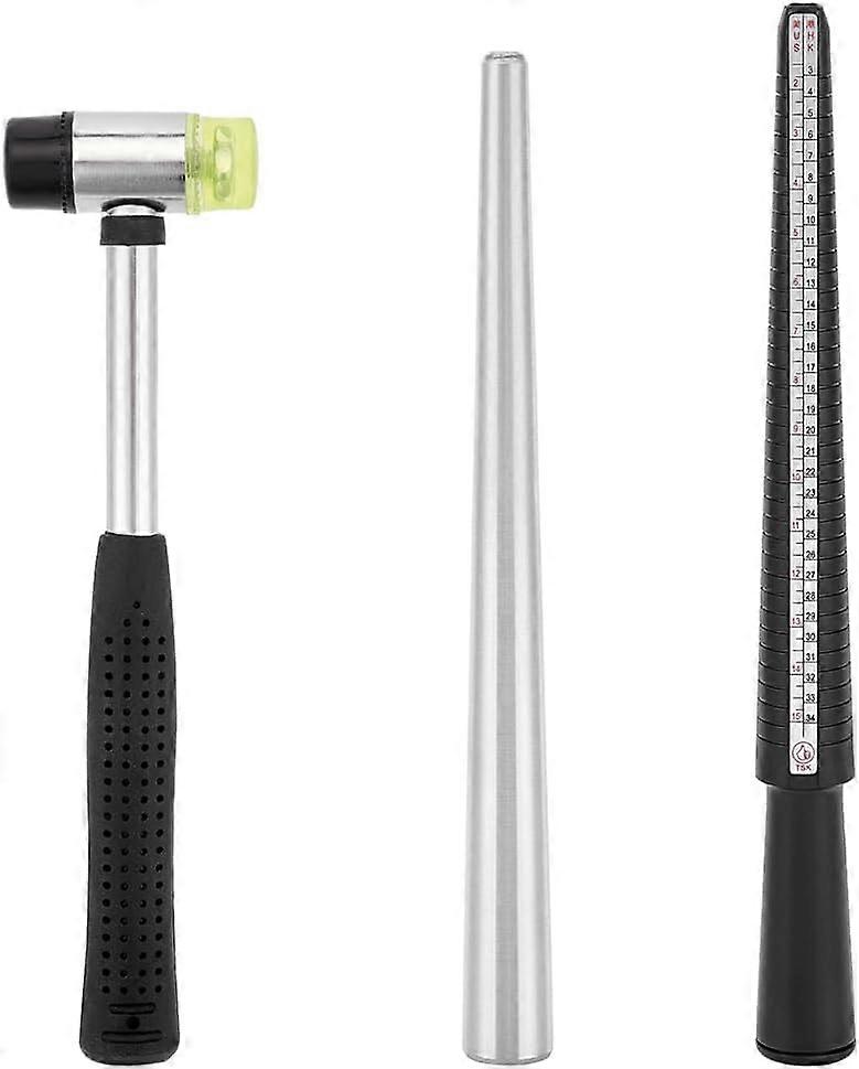 2pcs Ring Sizer Measuring Tool Ring Mandrel Sizer Double Face Jewelry Making Rubber Hammer Metal Ring Measurement Maker Kit Ring Sizing Stick for Man