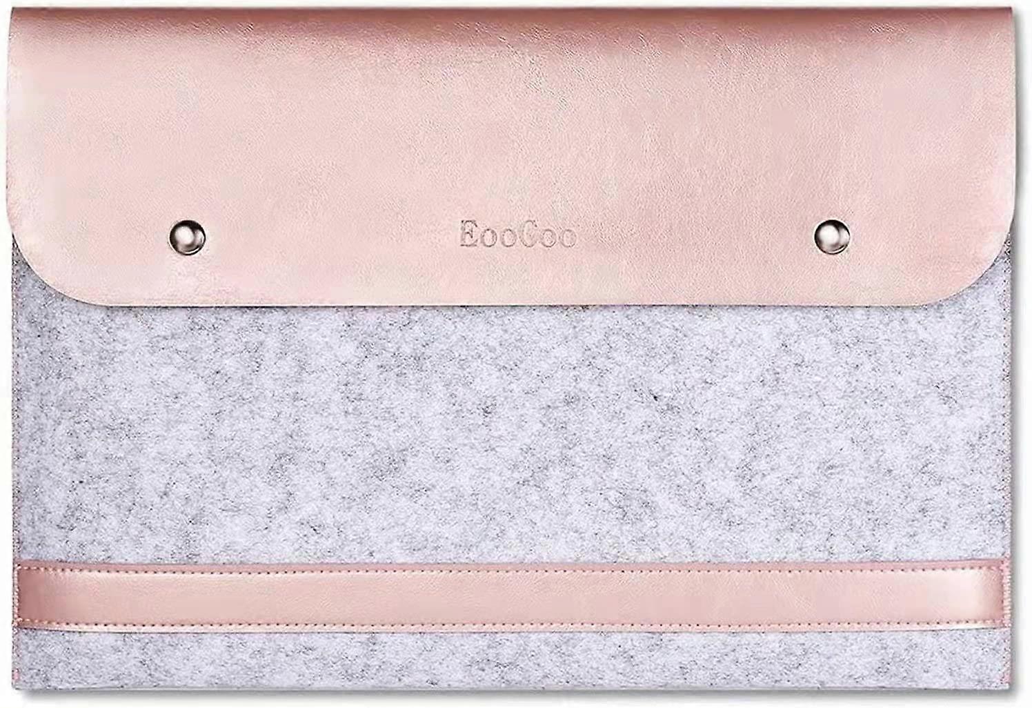 Capa para laptop com proteção 360 compatível com MacBook Air / Pro M2 M1 de 13 polegadas, estojo de couro de microfibra com bolso - rosa