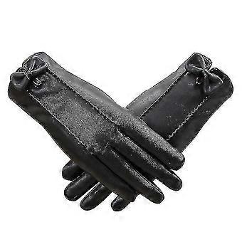 Novas senhoras femininas touch screen luvas couro inverno quente dirigindo soft lining suave