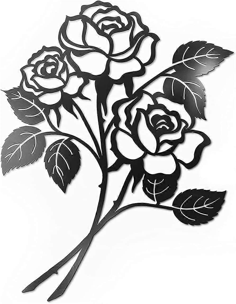 Black Rose Shape Metal Wall Decor Forjado Ferro Casa Acessórios Parede Interior Pendurado 11,5 * 15 Polegadas