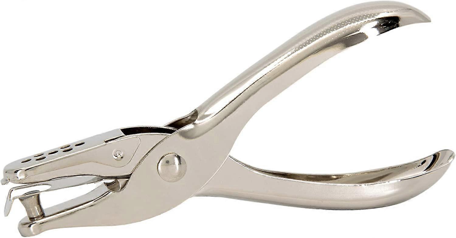 Single-hole punch-6 mm silver-high-performance as a desk accessory with multi-sheet capacity for A4 paper