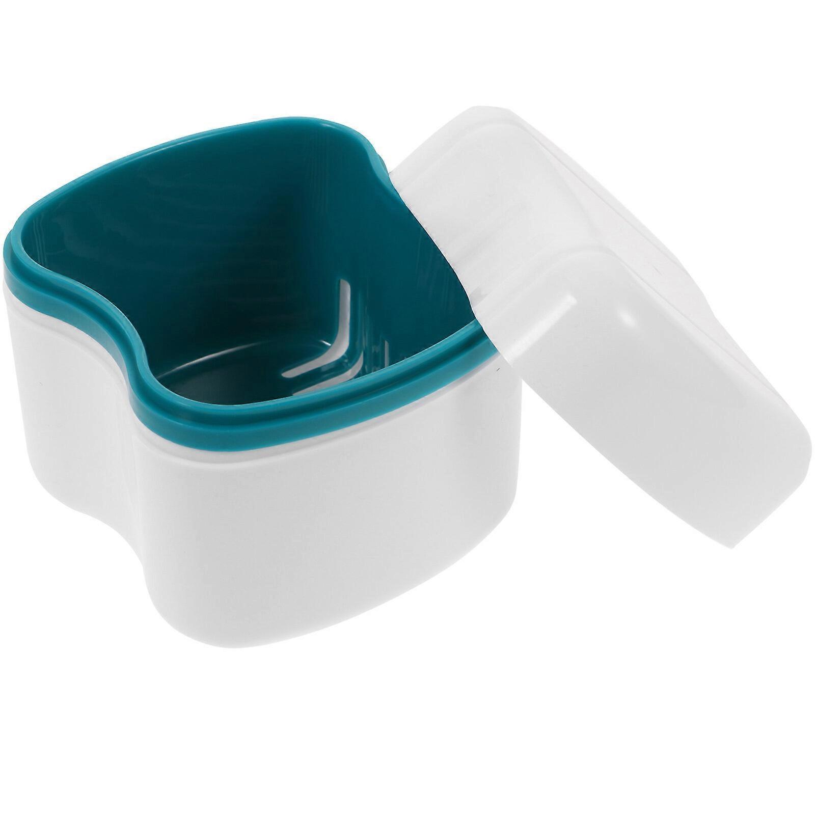 Zahnprothesenbox, Zahnprothesen-Badebox, Zahnprothesen-Aufbewahrungsbox mit Spülkorb (Grün)
