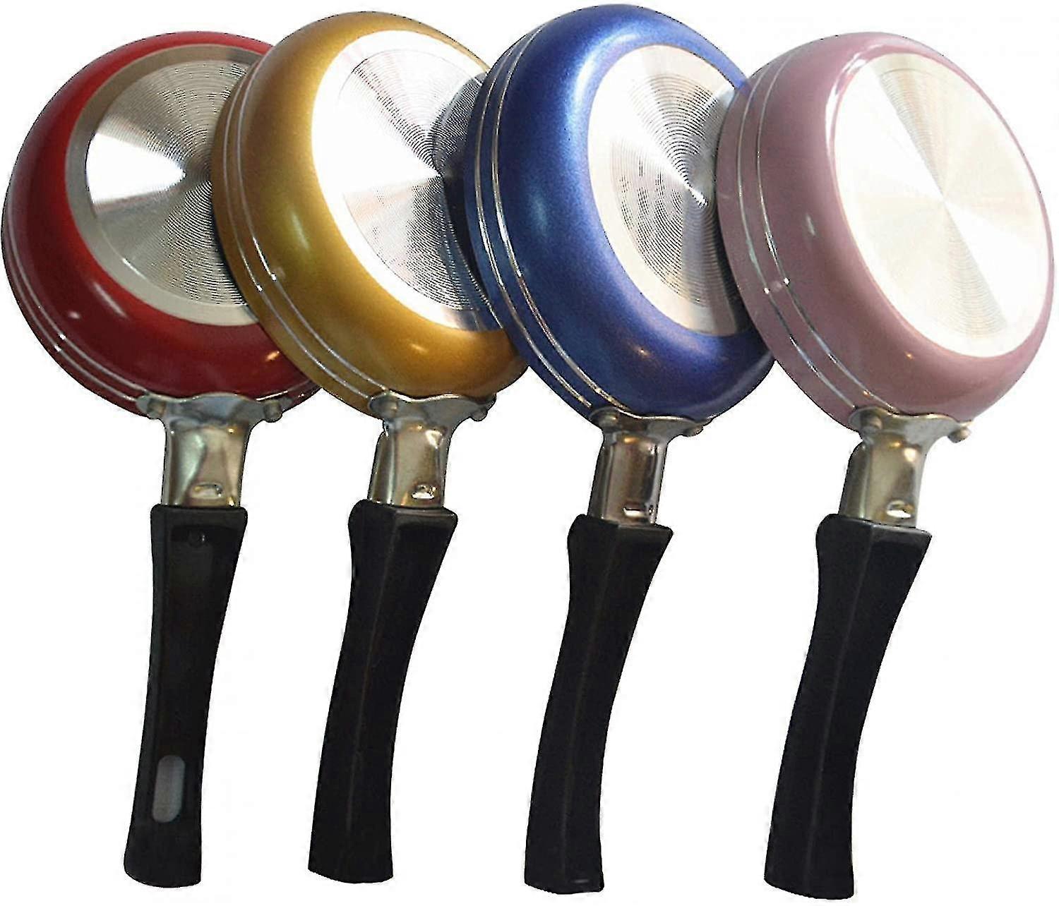 2 قطعة ميني المقالي غير لاصق ، فائدة المطبخ الألومنيوم جولة المقالي مع مقابض الألوان العشوائية