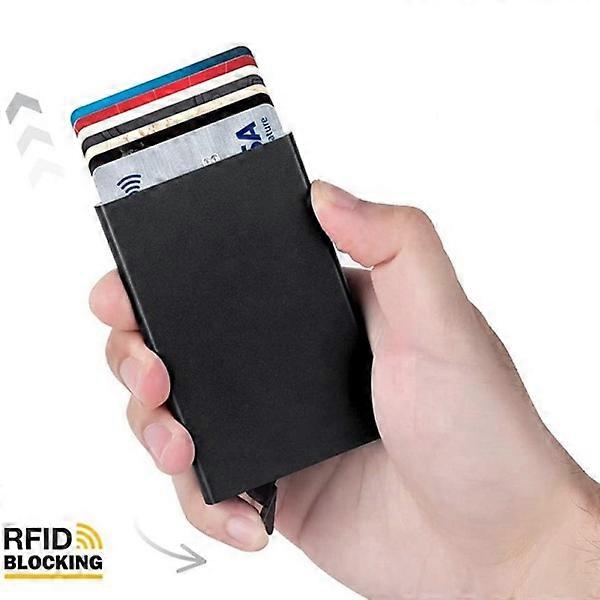 Tarjetero negro con protección RFID Compartimento de aluminio, negro