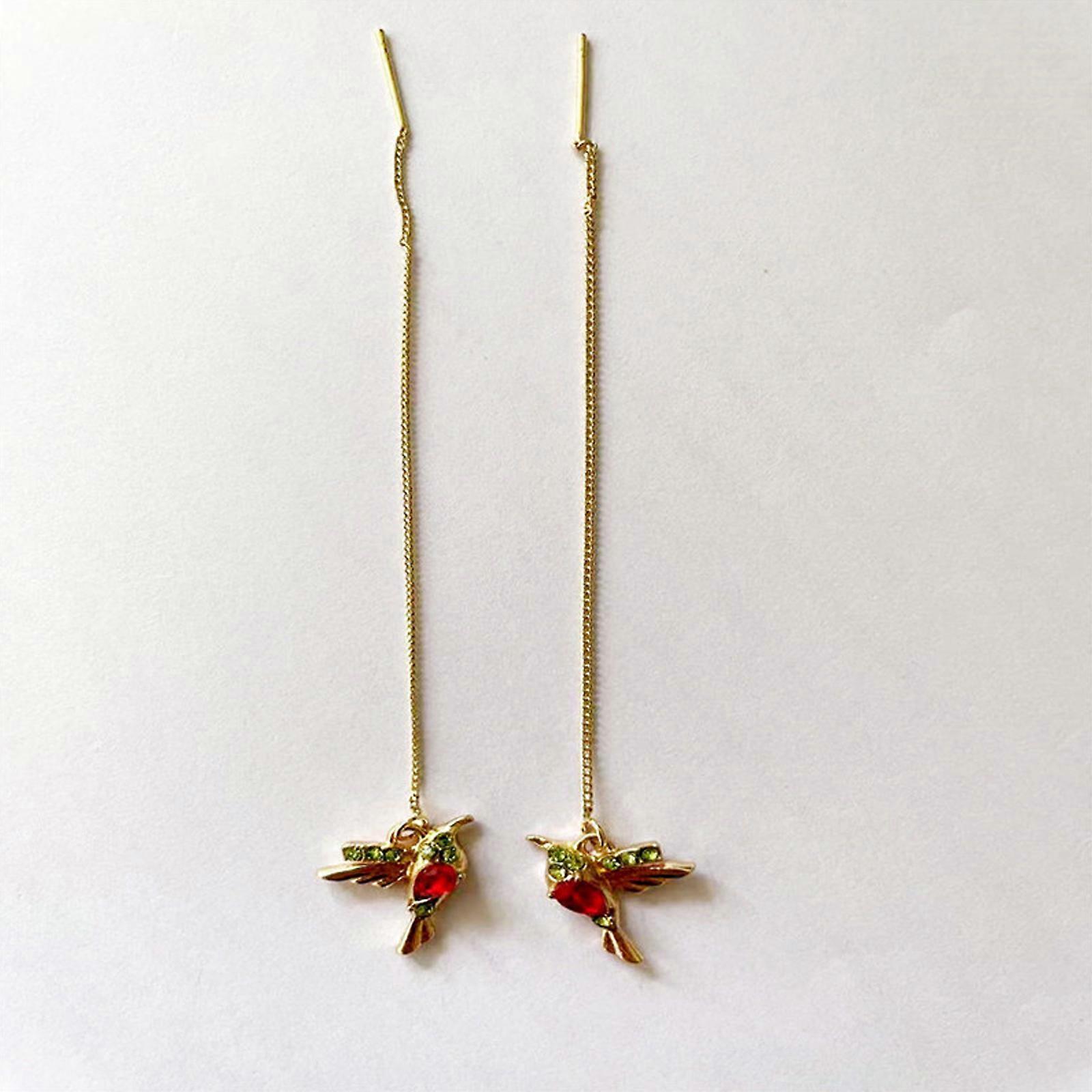 Hummingbird Threader Earrings - Rhinestone Chain Tassel Dangling Earrings For Women, Fashion Jewelry Gift