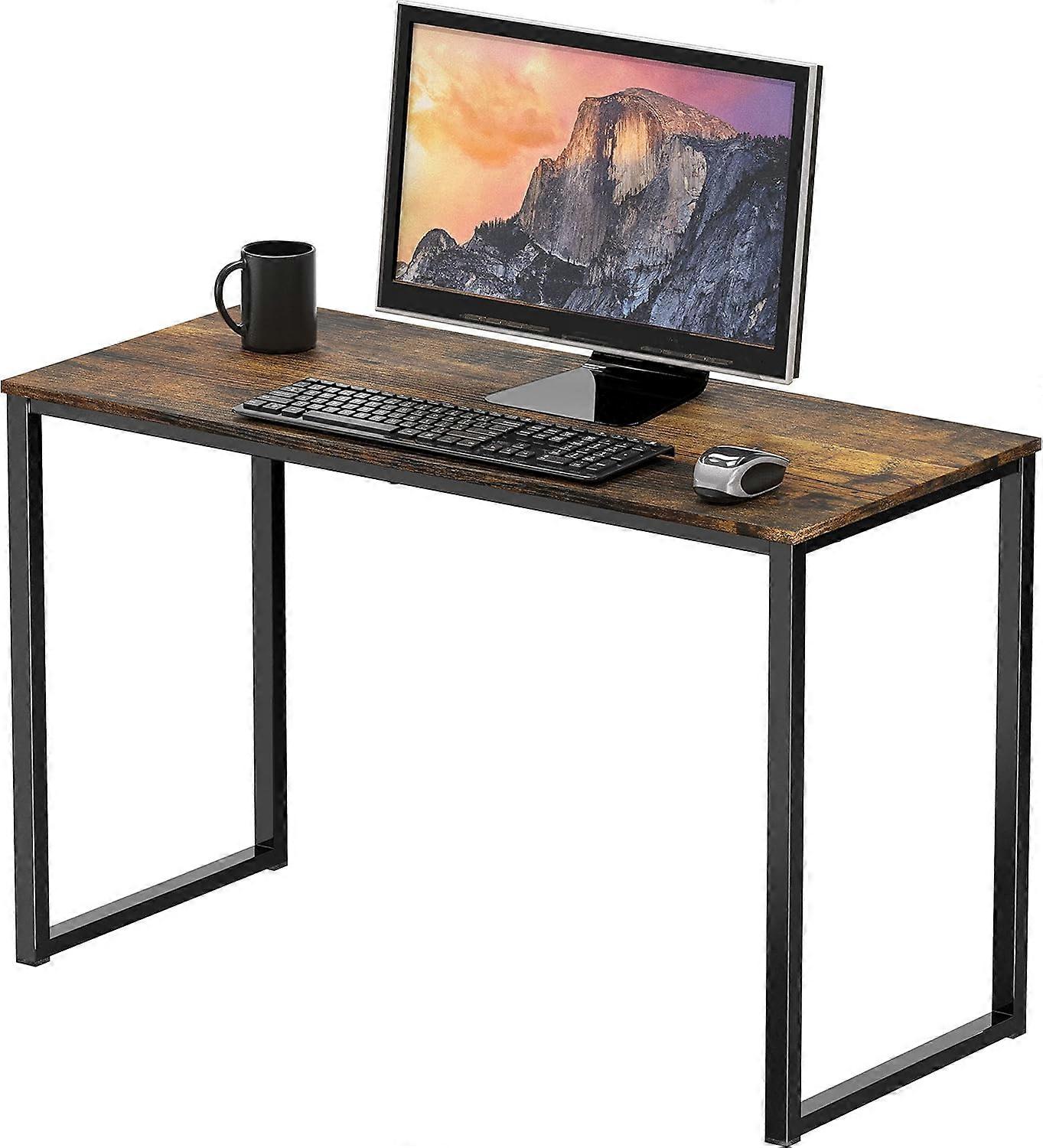 Home Office 100cm Computer Desk, Black Rustic Brown 32-Inch