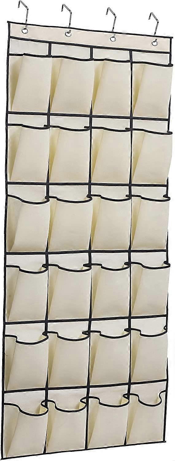 BeigeMISSLO فوق منظم الأحذية الباب 24 خزانة جيب كبيرة من القماش الملحقات تخزين شماعات الأحذية المعلقة ، البيج