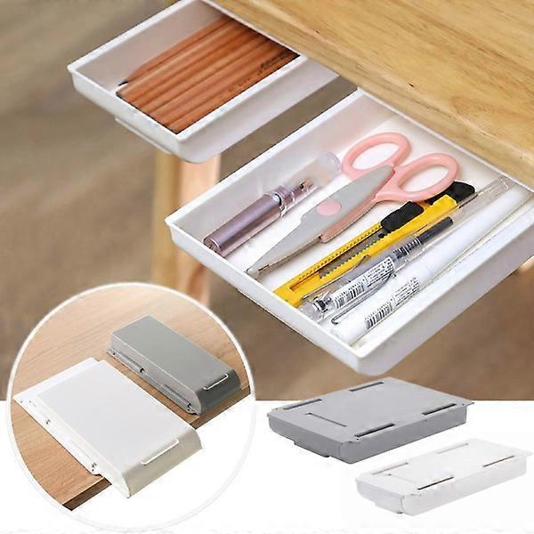 Self Stick Pencil Tray Desk Table Storage Drawer Organizer Box Under Desk Stand Self-adhesive Under-drawer Storage Box