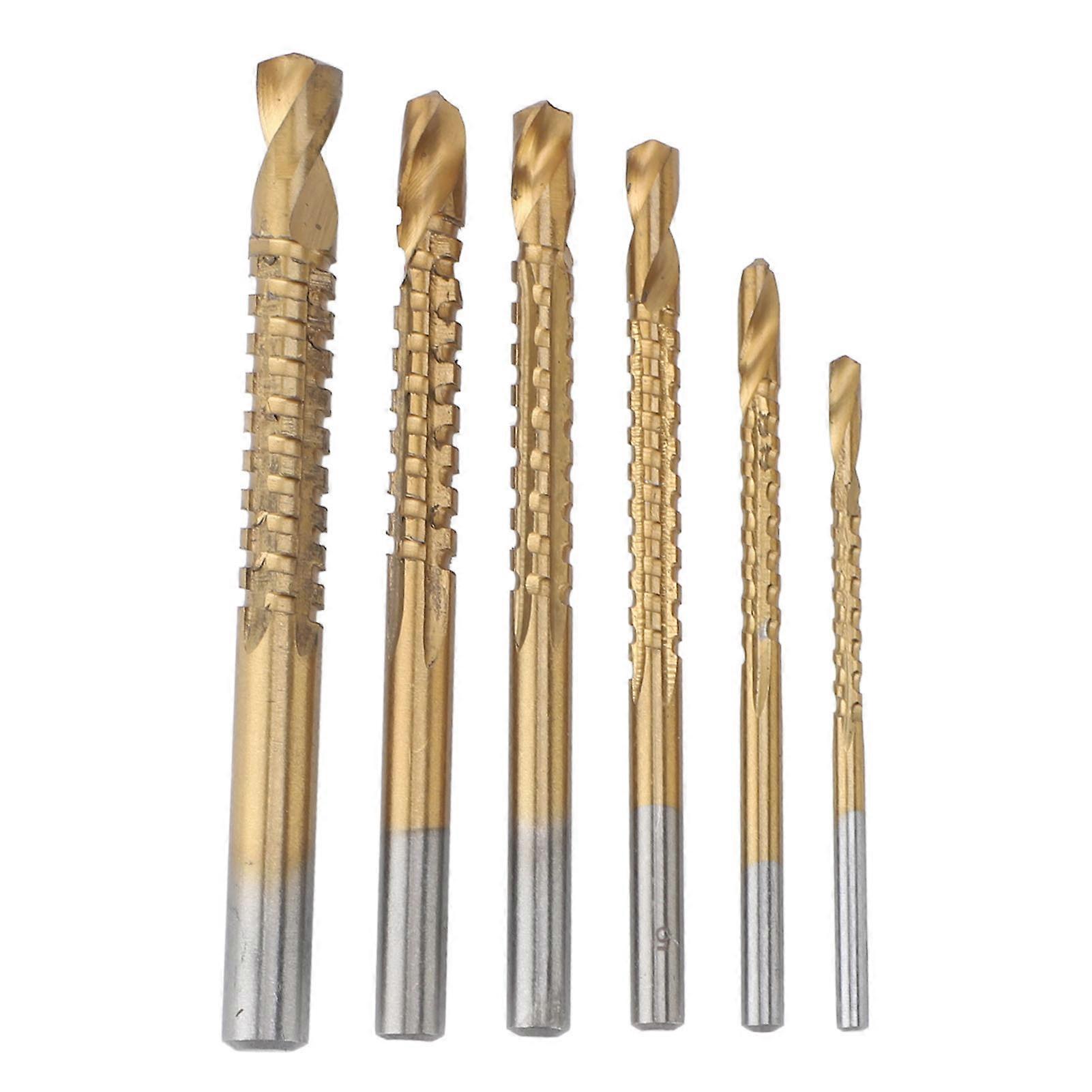 Set of 6 twist drill bits 3, 4, 5, 6, 6.5 and 8 mm, for side saws, grooving, chamfering, wood, PVC and plastic