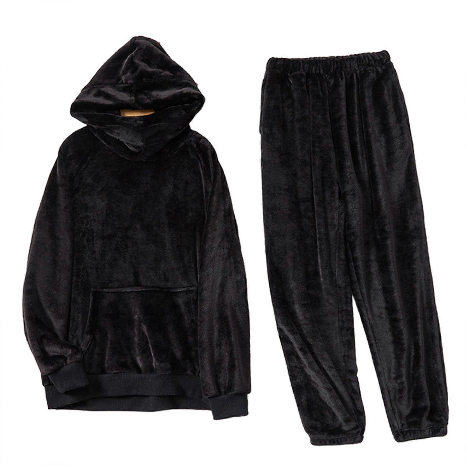 Men Thick Fleece Thermal Pajamas Winter Warm Set