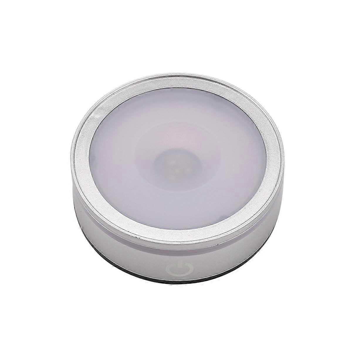 LED Light Base with Sensitive Touch Round Colorful Silver Concave