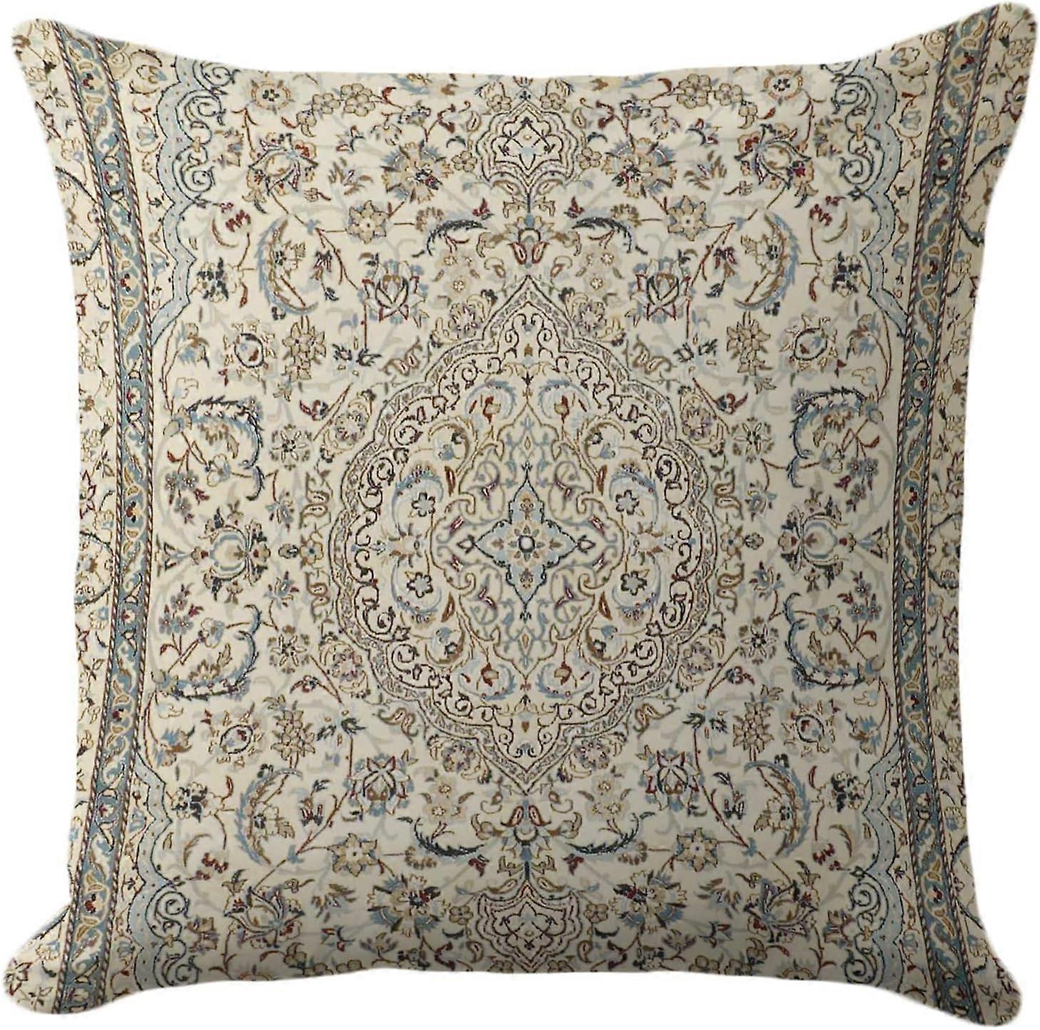 エスニックボヘミアン枕カバー18X18インチ - ビンテージ部族カーペットペルシャパターン、農家の装飾的なリビングルームのためのスーパーソフトスロー枕カバー、