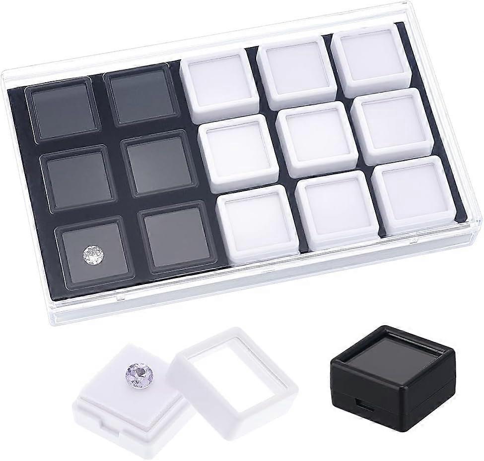15 PCS Gemstone Display Box Gemstone Display Box Jewellery Box Container with Clear Window with Sponge Pad for Earrings Gemstones Diamonds Gift Packag