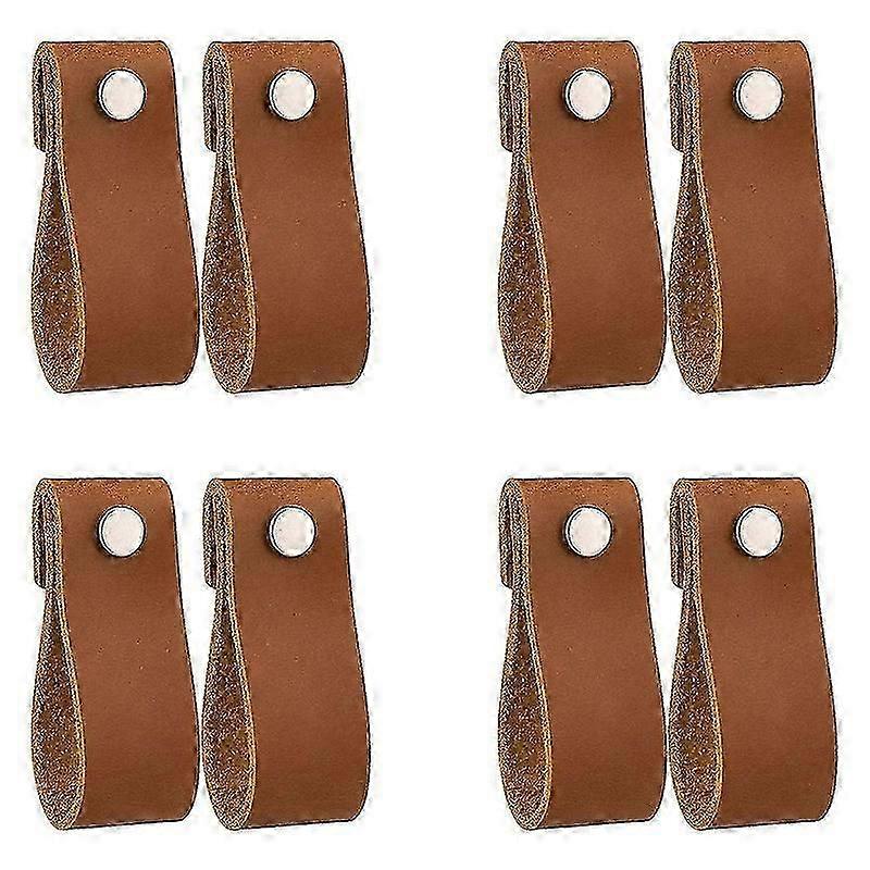 レザー引き出しは、キャビネットドア用の8個のレザードレッサーノブハンドメイドピュアレザーハンドルを引っ張ります