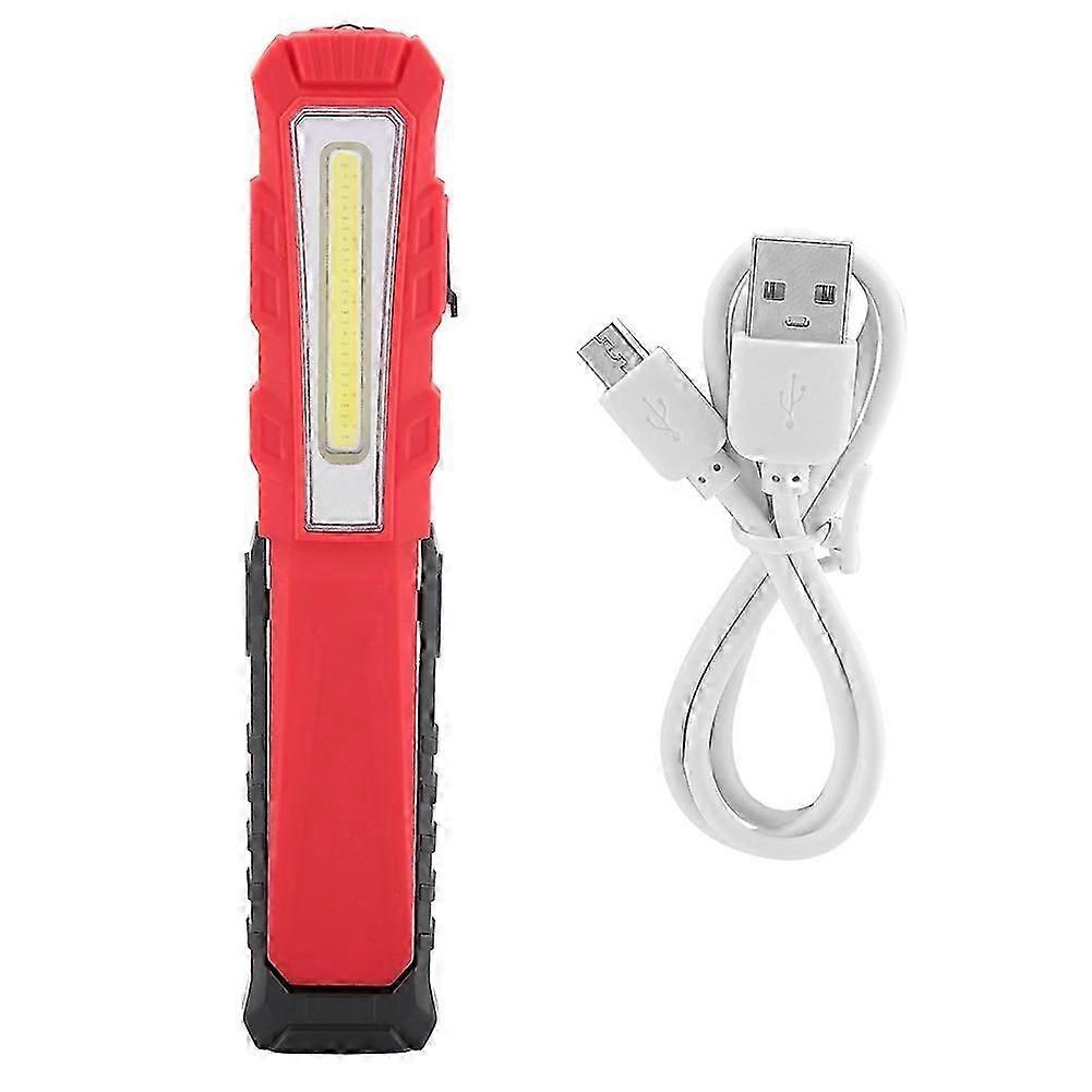 Portable High Bright LED Flashlight USB Rechargeable Torch Light with Magnet for Camping Red