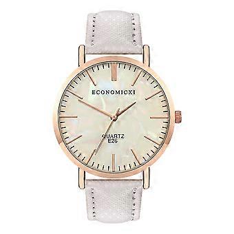 Fashion Men Women PU Leather Wrist Watch Analog Display Delicate Quartz Watch(White)