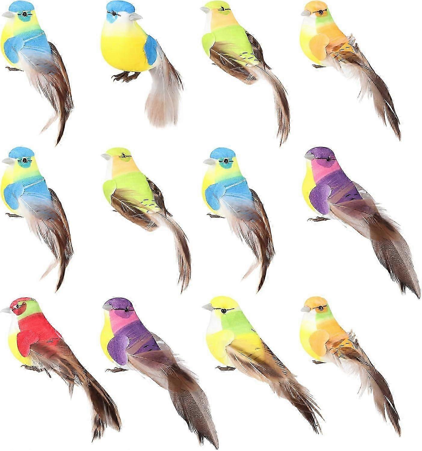 12 Pcs Birds Figurines Artificial Foam Feather Birds for DIY Crafts Home Garden