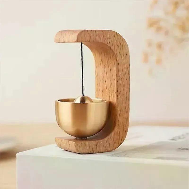 Magnetic Entrance Bell with Copper and Fir Wind Ring Wooden Bedroom Decoration Meditation Item Elegant Texture and Alloy Material Clear and Fresh Soun