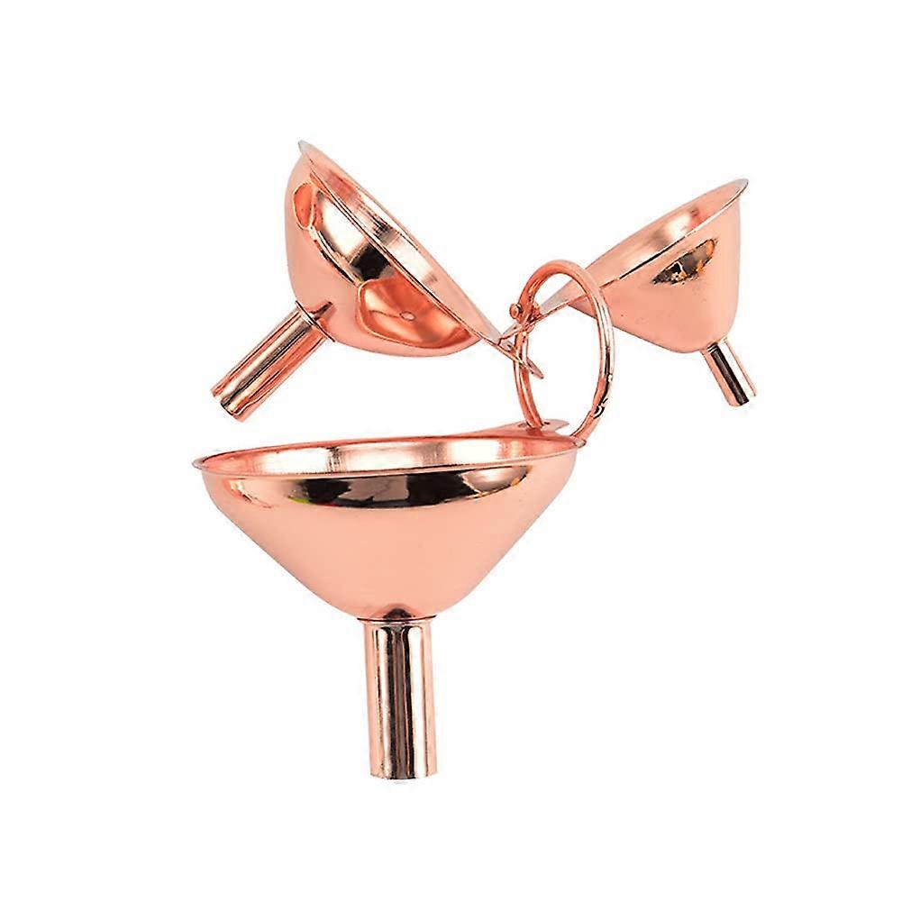 3 Pcs Rose Gold Stainless Steel Funnels for Filling Bottles, Cooking Oils, Liquids, and Powders, Durable and Versatile